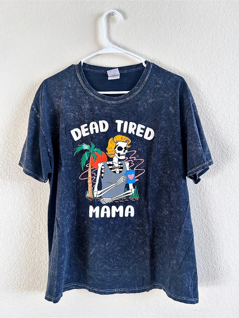 Vintage ColorTone Dead Tired Mama Graphic Tee in Blue